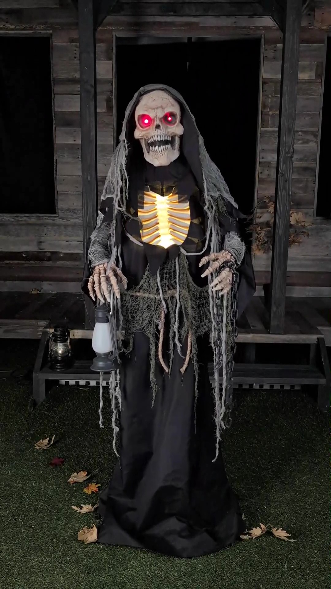 Bring eerie vibes to your setup with the Animated Wraithlike Reaper Halloween Decoration, a haunting addition to any spooky Halloween display.